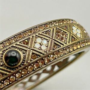 HEIDI DAUS Hinged Stackable Bracelet, Tapered: Dark Cognac Crystals, Opals, Onyx